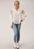 Roper Womens Long Sleeve Cotton Viscose Peasant Blouse - Roper - Flyclothing LLC