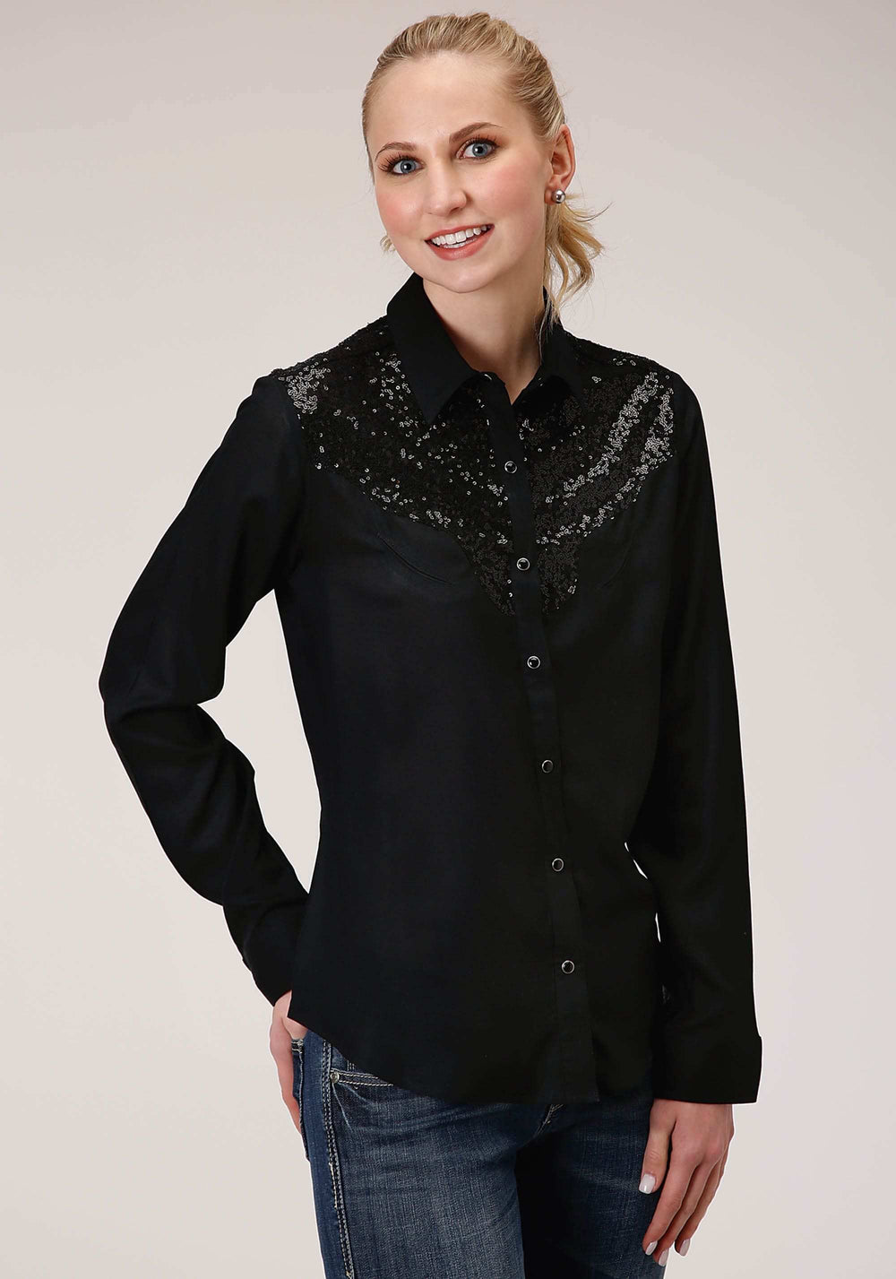 Roper Womens Long Sleeve Solid Rayon Western Blouse - Roper - Flyclothing LLC