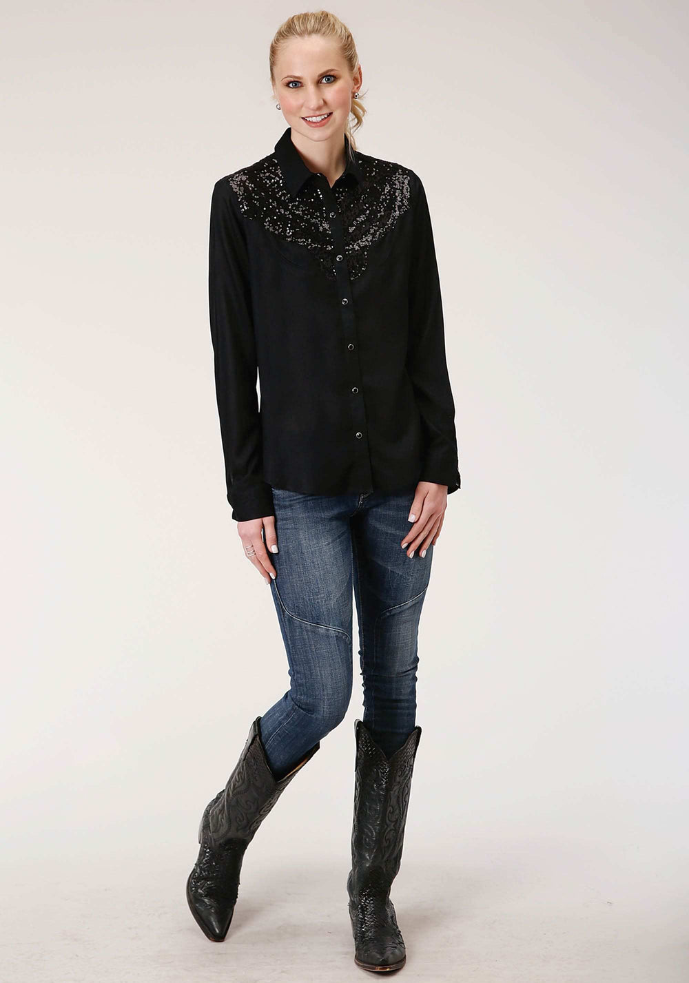 Roper Womens Long Sleeve Solid Rayon Western Blouse - Roper - Flyclothing LLC
