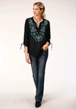 Roper Womens Long Sleeve Rayon Challis Peasant Blouse - Roper - Flyclothing LLC