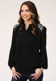 Roper Womens Long Sleeve Crinkle Rayon Blouse - Roper - Flyclothing LLC