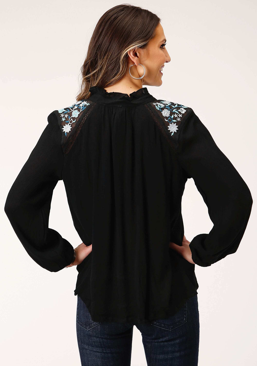 Roper Womens Long Sleeve Crinkle Rayon Blouse - Roper - Flyclothing LLC