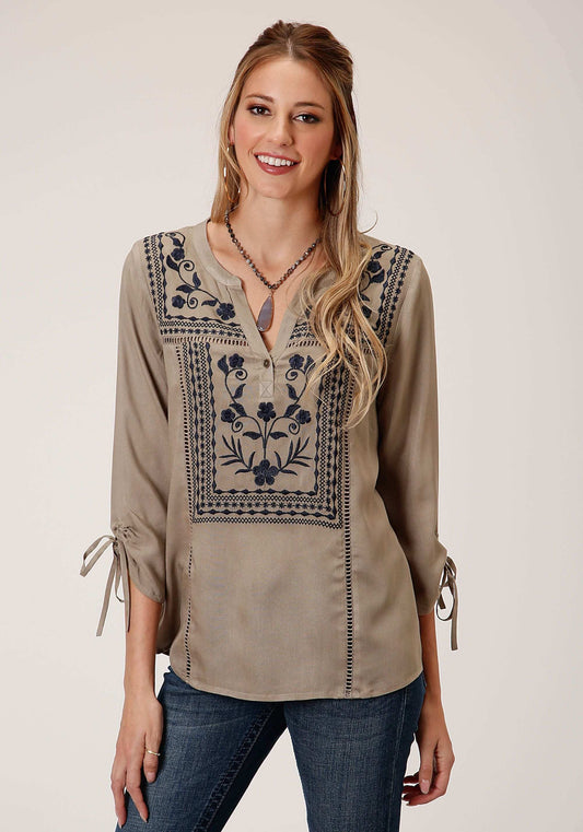 Roper Womens Long Sleeve Rayon Challis Peasant Blouse - Roper - Flyclothing LLC