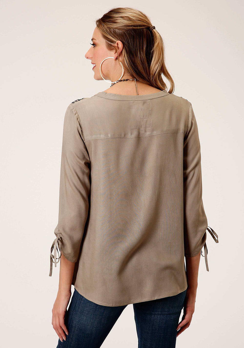 Roper Womens Long Sleeve Rayon Challis Peasant Blouse - Roper - Flyclothing LLC