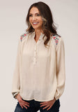 Roper Womens Long Sleeve Crinkle Rayon Blouse - Roper - Flyclothing LLC