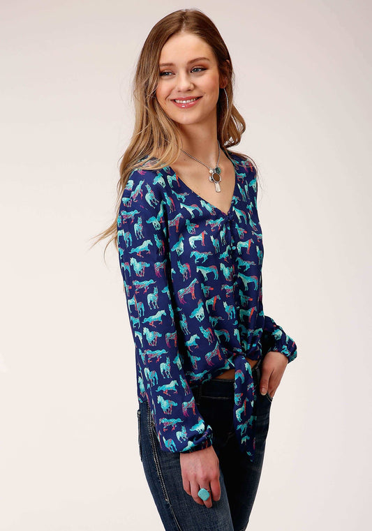 Roper Womens Long Sleeve Print Rayon Long Sleeve Blouse - Roper - Flyclothing LLC