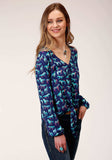 Roper Womens Long Sleeve Print Rayon Long Sleeve Blouse - Roper - Flyclothing LLC