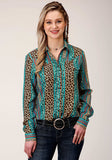 Roper Womens Long Sleeve Snap Leopard Stripe Print Rayon Western Shirt - Roper - Flyclothing LLC