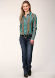 Roper Womens Long Sleeve Snap Leopard Stripe Print Rayon Western Shirt - Roper - Flyclothing LLC