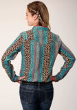Roper Womens Long Sleeve Snap Leopard Stripe Print Rayon Western Shirt - Roper - Flyclothing LLC