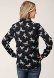 Roper Womens Long Sleeve Snap Wild Horse Print Rayon Long Sleeve Western Shirt - Roper - Flyclothing LLC
