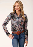 Roper Womens Long Sleeve Boho Paisley Print Poly Crepe Blouse - Roper - Flyclothing LLC