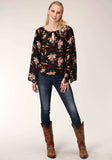 Roper Womens Long Sleeve Retro Rodeo Print Flowy Blouse - Roper - Flyclothing LLC
