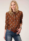 Roper Womens Long Sleeve Snap Cowskulls Print Long Sleeve Western Western Shirt - Roper - Flyclothing LLC