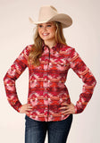 Roper Womens Long Sleeve Rayon Aztec Print Western Blouse - Roper - Flyclothing LLC