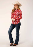 Roper Womens Long Sleeve Rayon Aztec Print Western Blouse - Roper - Flyclothing LLC