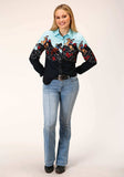Roper Womens Long Sleeve Snap Cowgirl Border Printed Rayon Western Shirt - Roper - Flyclothing LLC