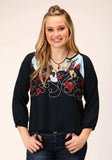 Roper Womens Long Sleeve Cowgirl Border Printed Rayon Blouse - Roper - Flyclothing LLC