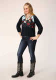 Roper Womens Long Sleeve Cowgirl Border Printed Rayon Blouse - Roper - Flyclothing LLC