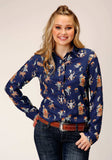 Roper Womens Long Sleeve Snap Cowboy Print Rayon Western Shirt - Roper - Flyclothing LLC