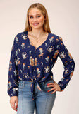 Roper Womens Long Sleeve Cowboy Print Rayon Blouse - Roper - Flyclothing LLC