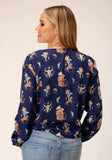Roper Womens Long Sleeve Cowboy Print Rayon Blouse - Roper - Flyclothing LLC