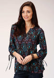 Roper Womens Purple Jewel Tone Paisley Print Long Sleeve Western Shirt - Roper - Flyclothing LLC