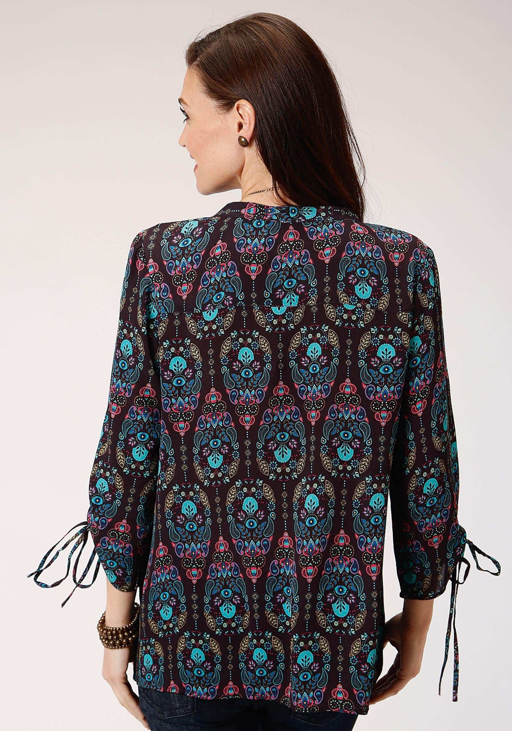 Roper Womens Purple Jewel Tone Paisley Print Long Sleeve Western Shirt - Roper - Flyclothing LLC