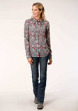 Roper Womens Long Sleeve Snap Sage Paisley Print Rayon Shirt Western Shirt - Roper - Flyclothing LLC