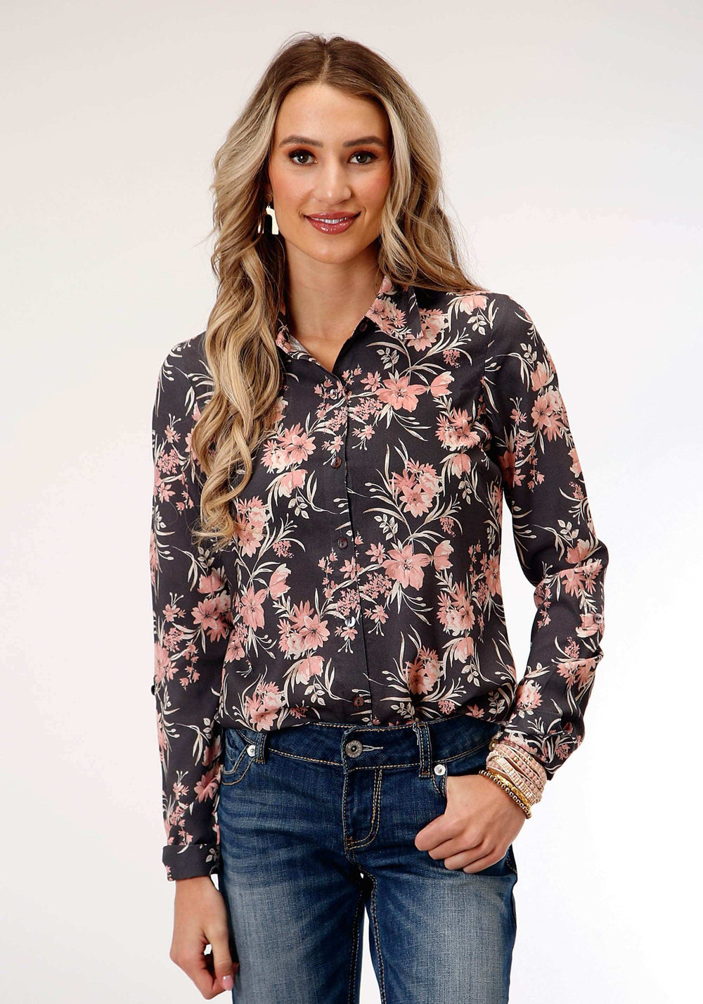 Roper Womens Long Sleeve Coral Floral Print Western Shirt Blouse - Roper - Flyclothing LLC