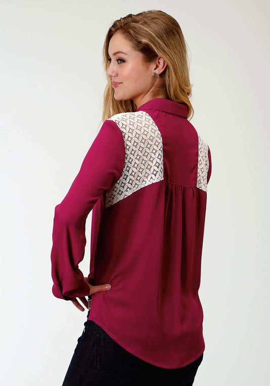 Roper Womens Wine Long Sleeve Western Shirt - Roper - Flyclothing LLC