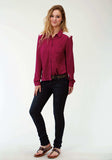 Roper Womens Wine Long Sleeve Western Shirt - Roper - Flyclothing LLC