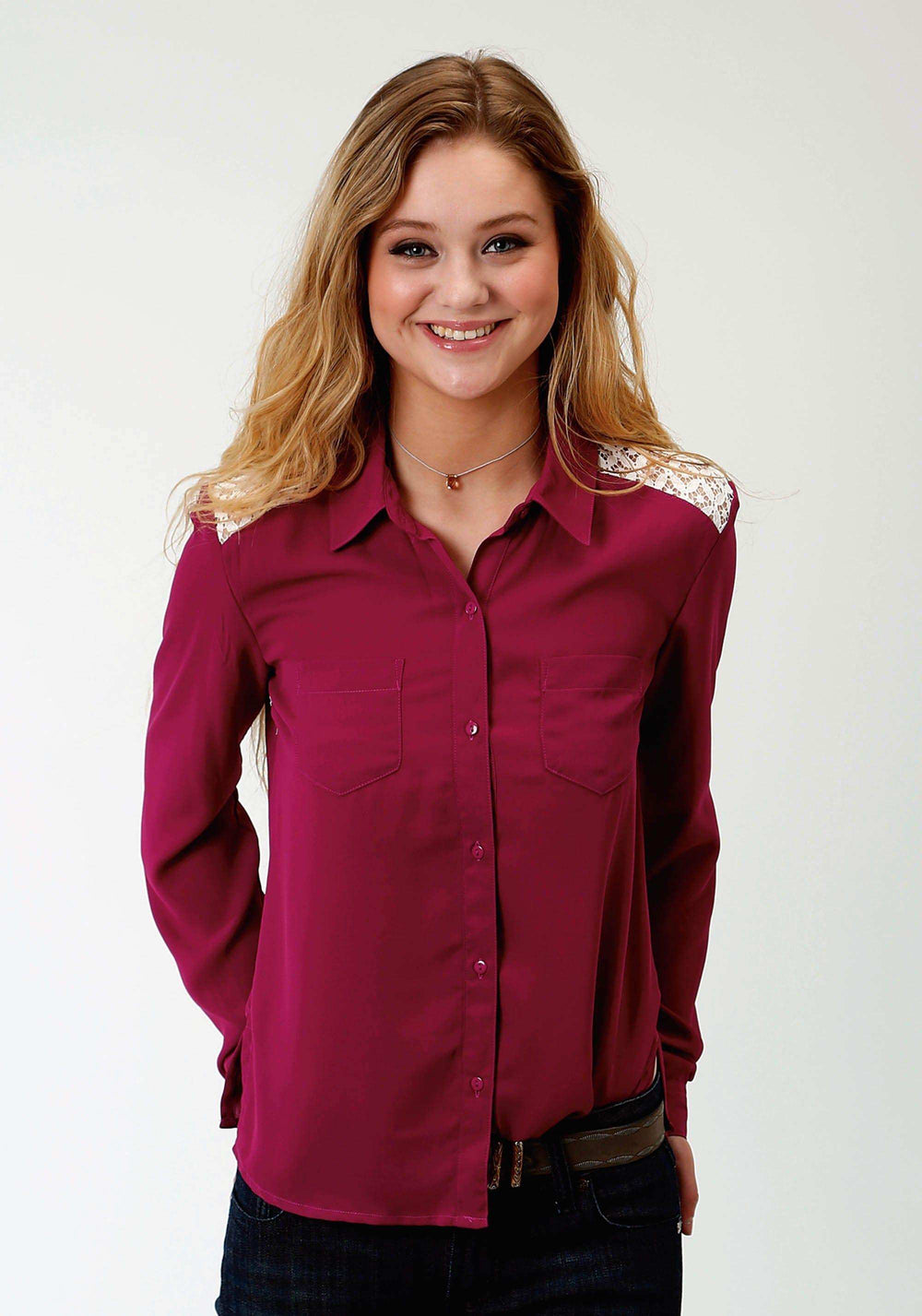 Roper Womens Wine Long Sleeve Western Shirt - Roper - Flyclothing LLC