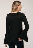 Roper Womens Long Sleeve Solid Poly Crepe Peasant Blouse - Roper - Flyclothing LLC