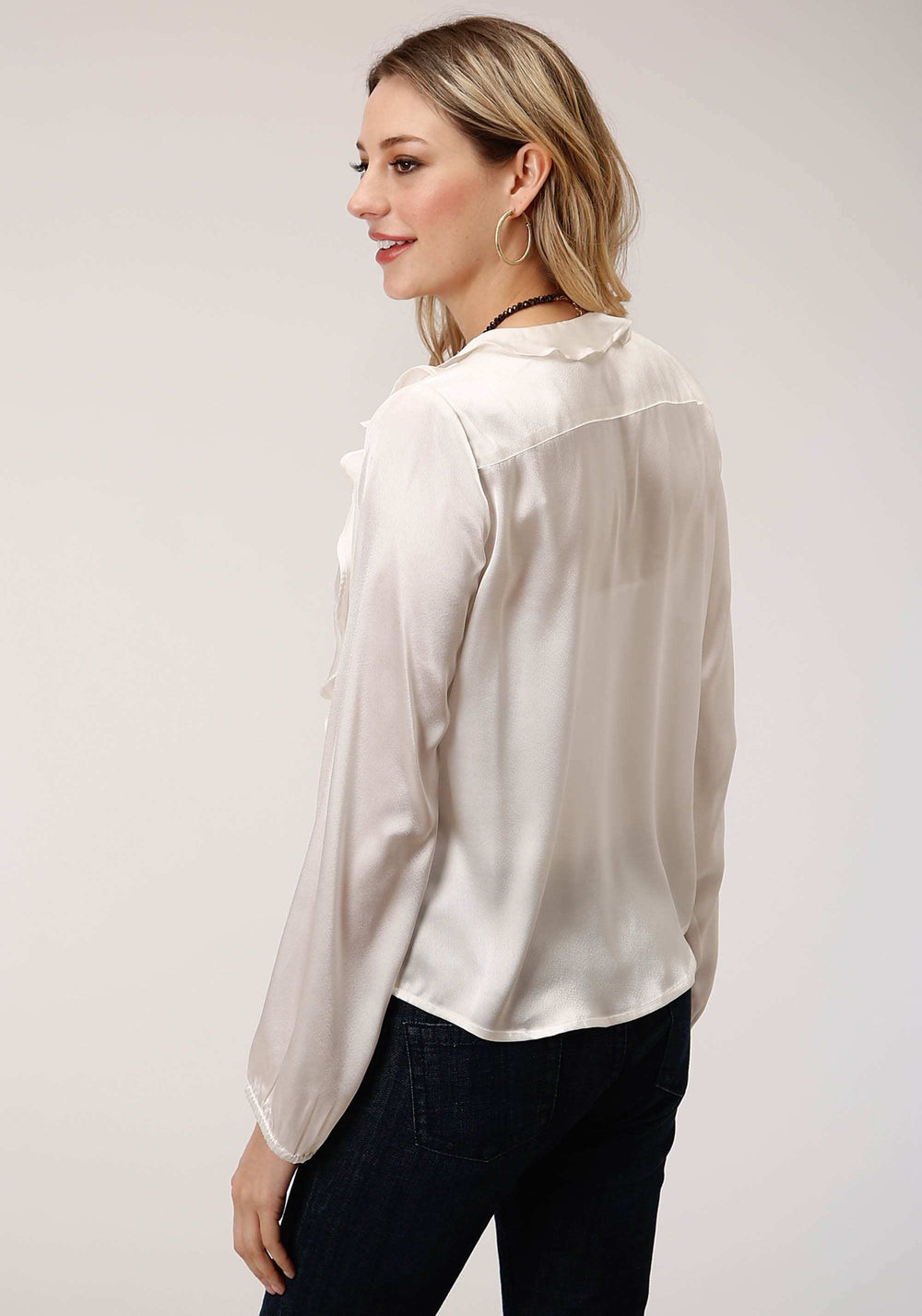 Roper Womens Long Sleeve Poly Satin Wrap Front Blouse - Roper - Flyclothing LLC