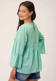 Roper Womens Long Sleeve Cotton Dip Dye Turquoise Blouse - Roper - Flyclothing LLC