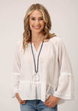 Roper Womens Long Sleeve Viscose Cotton Crepe Blouse - Roper - Flyclothing LLC