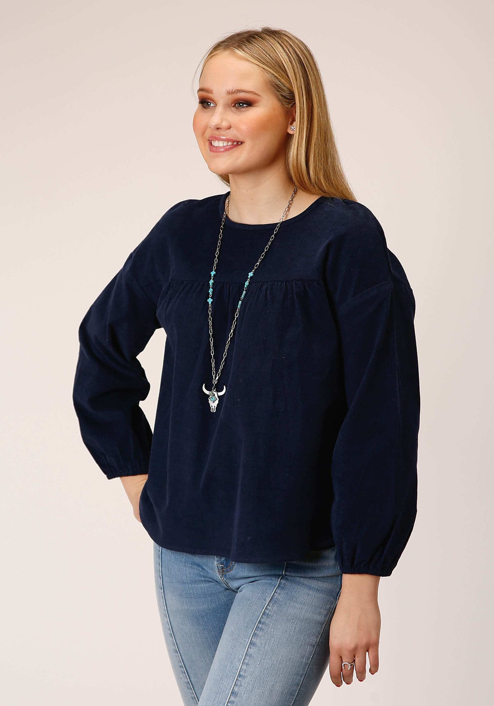 Roper Womens Long Sleeve Corduroy Velour Long Sleeve Blouse - Roper - Flyclothing LLC