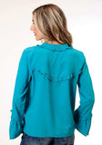 Roper Womens Long Sleeve Dk Turquoise Poly Peasant Blouse - Roper - Flyclothing LLC