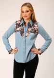 Roper Womens Long Sleeve Snap Denim Retro Shirt Western Shirt - Roper - Flyclothing LLC