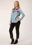 Roper Womens Long Sleeve Snap Denim Retro Shirt Western Shirt - Roper - Flyclothing LLC