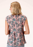 Roper Womens Short Sleeve Pink Paisley Print Cap Slv Blouse - Roper - Flyclothing LLC