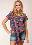 Roper Womens Short Sleeve Bandana Print Rayon Blouse - Roper - Flyclothing LLC