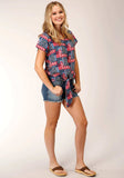 Roper Womens Short Sleeve Bandana Print Rayon Blouse - Roper - Flyclothing LLC