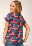 Roper Womens Short Sleeve Bandana Print Rayon Blouse - Roper - Flyclothing LLC