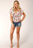 Roper Womens Short Sleeve Boot Print Rayon Prairie Style Blouse - Roper - Flyclothing LLC