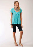 Roper Womens Solid Turqoise Short Sleeve Western Shirt - Roper - Flyclothing LLC
