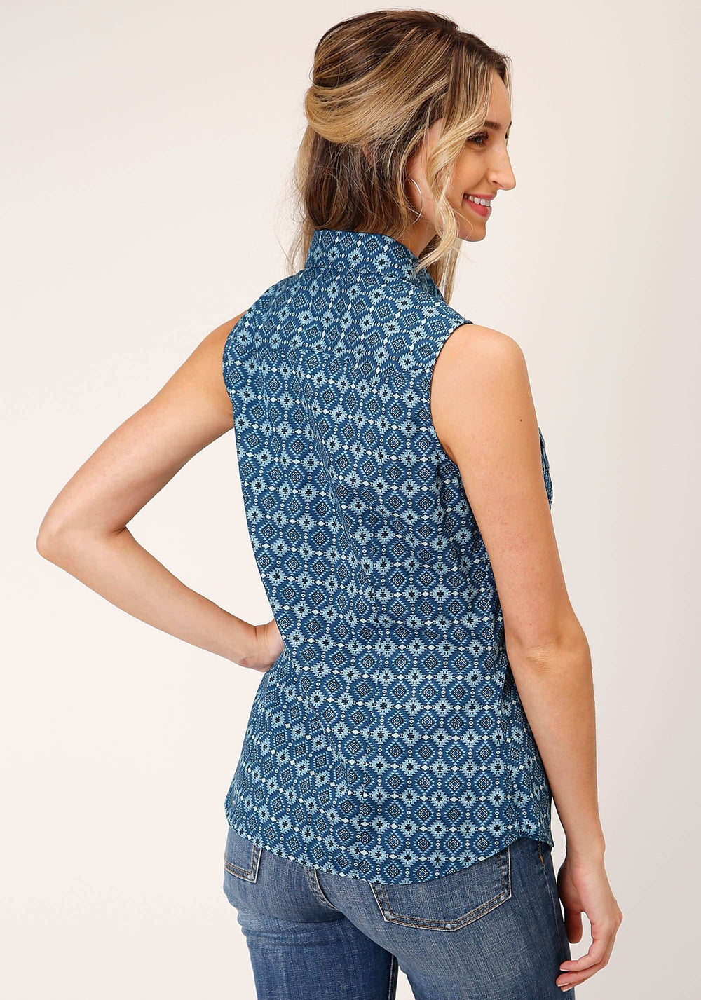 Roper Womens Sleeveless Snap Mini Aztec Print Western Shirt - Roper - Flyclothing LLC