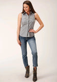 Roper Womens Sleeveless Snap Diamond Star Geo Grey Western Shirt - Roper - Flyclothing LLC