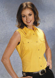 Roper Womens Yellow Solid Sleeveless Western Snap Shirt S - Roper - Flyclothing LLC